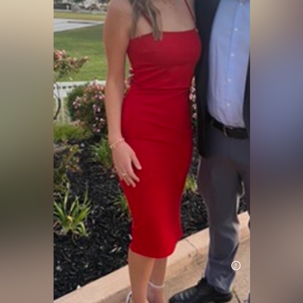 Lulu's Vibrant Red Strapless Dress